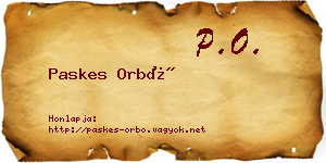 Paskes Orbó névjegykártya